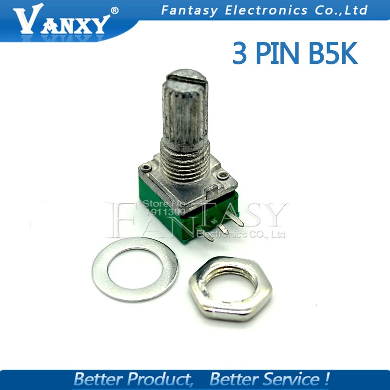 5PCS RK097N 5K single linked potentiometer B5K with a switch audio 3pin