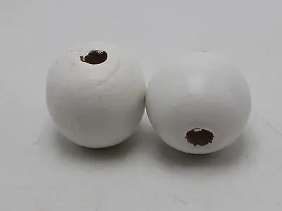 

25 White Round Wood Beads 20mm Large Wooden Beads