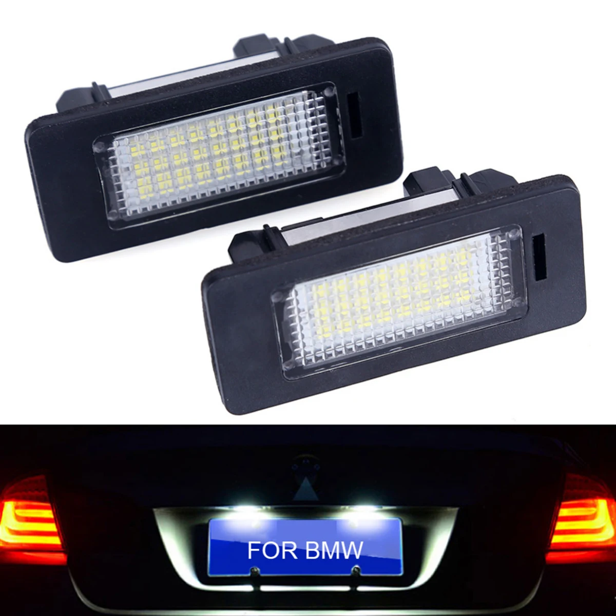 2Pcs/Set Error Free White 18SMD LED Number License Plate Lights For BMW E39 E70 E71 X5 X6 E60 M5 E90 E92 E93 M3 - Цвет: Черный