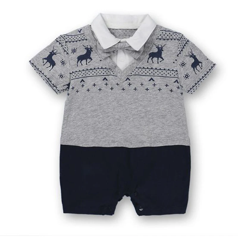 baby boy fake two pieces short sleeves romper animal print new bron toddler baby clothes summer costume cotton Infant overalls