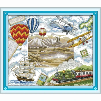 

Travel round the world cartoon Wall Home Decoration Cross Stitch not Printing Cross-Stitch Kit,DIY Cross Stitch Sets,embroidery