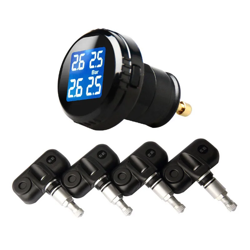 Car Tyre font b Pressure b font Monitoring System with 4 Sensors Internal Wireless TPMS Car