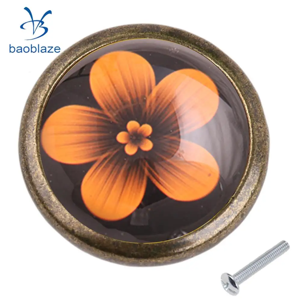Flower Door Knob Cabinet Drawer Closet Cupboard Handle Furniture Hardware