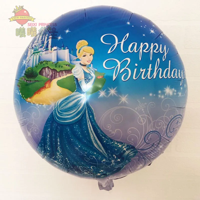 50pcs/lot 18inch Cinderella round foil balloons inflatable princess Helium Balloon for kids