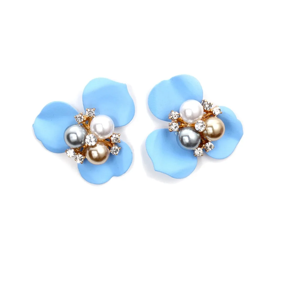 Vintage Charms Resin Flower Pearl Crystal Wedding Earrings For Women Bridal Bohemian Outdoor Wedding Jewelry Accessories Decor