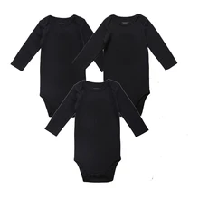 Nouveau-né Bébé Body Noir 3 Pack 100% Coton À Manches Longues Place Unisexe Bébé Combinaisons 100% Coton Garçons Filles 0-12 Mois