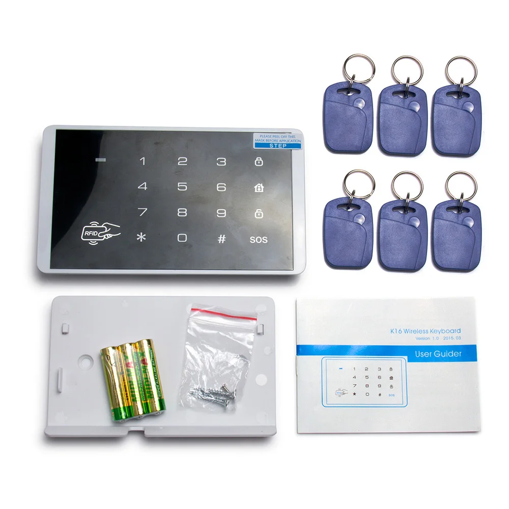 FUERS K16 RFID Card Arm and Disarm Touch Keypad For PSTN GSM Home Security Alarm System 433MHz Wire