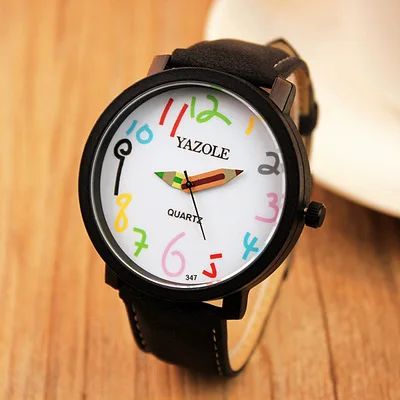 От бренда yazole женские часы модные женские часы-карандаш женские часы повседневные часы с кожаным ремешком reloj mujer zegarek damski - Цвет: black 2