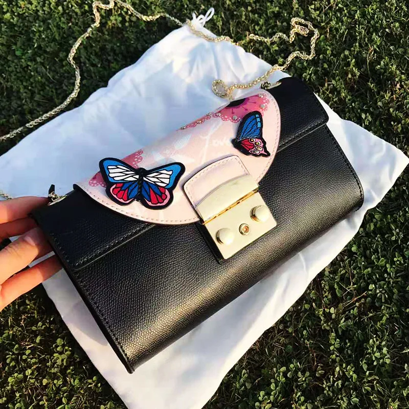 

New Butterfly Decoration Hand Dinner Bag Ladies Handbag Single Shoulder Slant Bag
