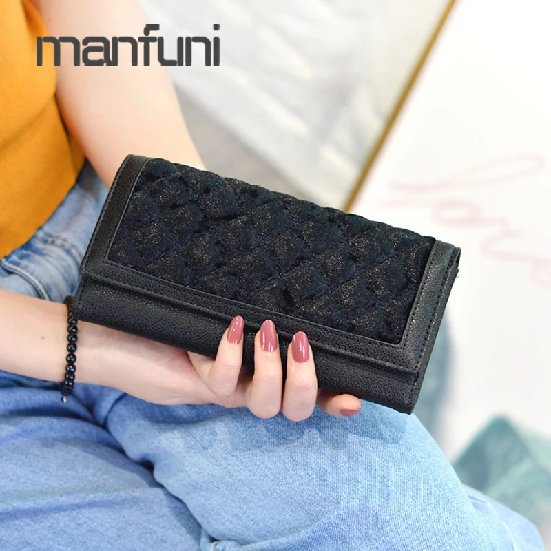

Long Wallet Women Fashion Plaid Ladies Clutch Wallet Purses Leather Women's Wallets and Purses Card Holder Phone Bag Female