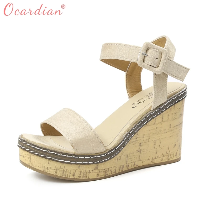

Sandals 2018 Women Fish Mouth Platform High Heels Wedge Buckle Slope Sandals Flip Flops Buty Damskie <=487g34