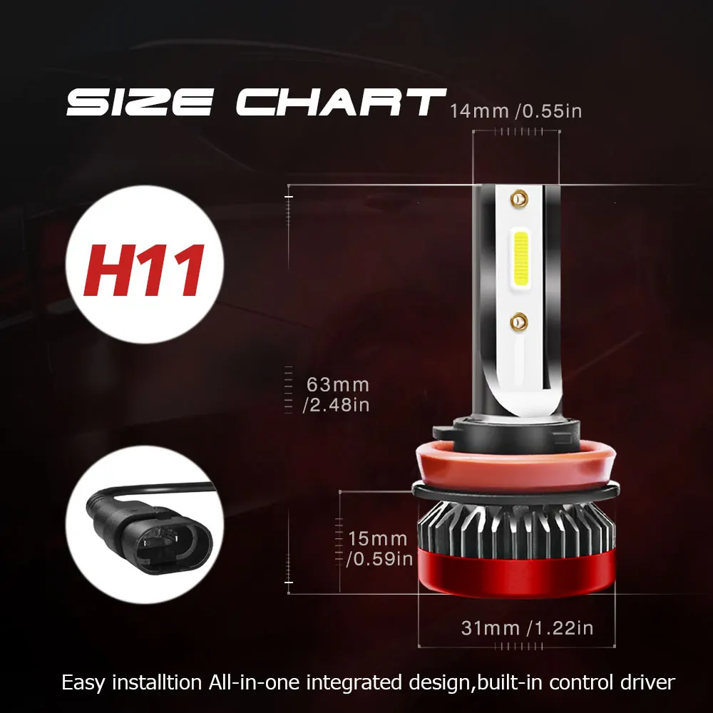 Автомобильные фары JOGMACHINE 2 шт. светодиодные H1 H7 H4 H L H8 H9 H11 9012 9005HB3 9006HB4 COB