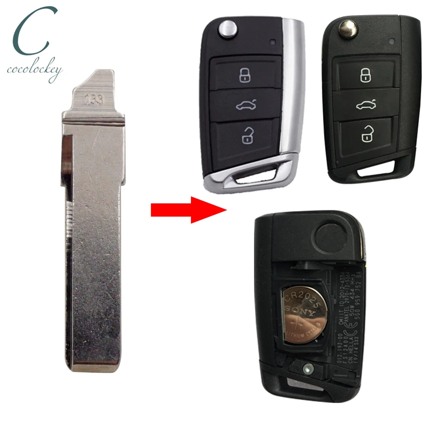 Cocolockey Автомобильный ключ HU66 необрезанное лезвие оболочка для Volkswagen VW Golf 7 GTI MK7 Skoda