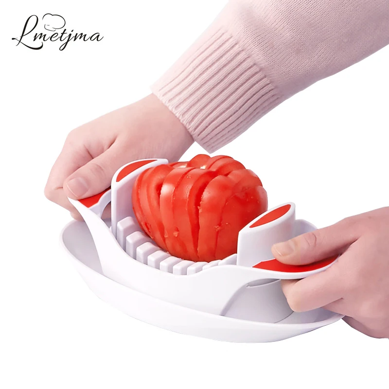 

LMETJMA Multiuse Tomato Slicer Fruits Cutter Stainless Steel Tomato Slicer Cutter BPA Free Mushroom Kiwi Slicer Utensils LK0006
