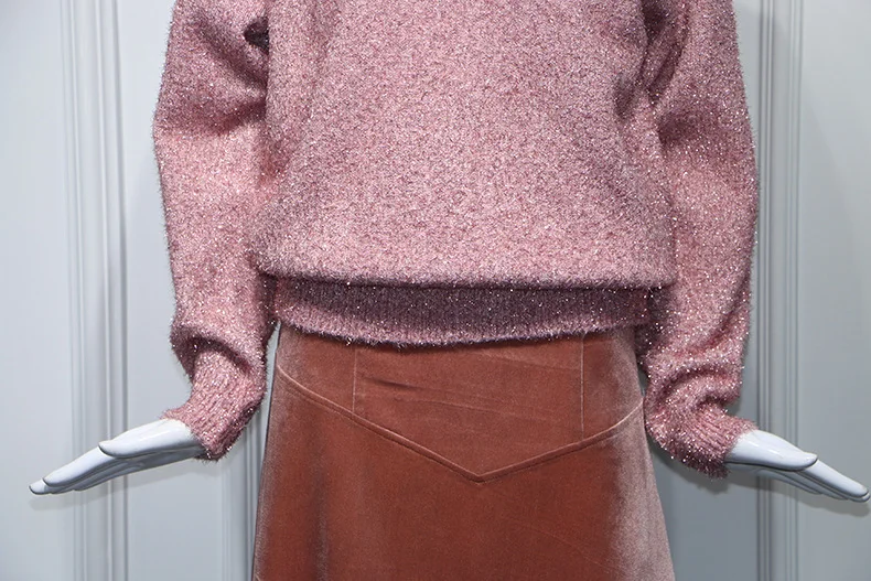 Star Liu Fanfei The Same Pink Sparkling Silk Screen Red Super-hot Fashion Sweater Trendy Women 2019 Pullovers Women Sweaters Star Liu Fanfei The Same Pink Sparkling Silk Screen Red Super-hot Fashion Sweater Trendy Women 2019 Pullovers Women Sweaters