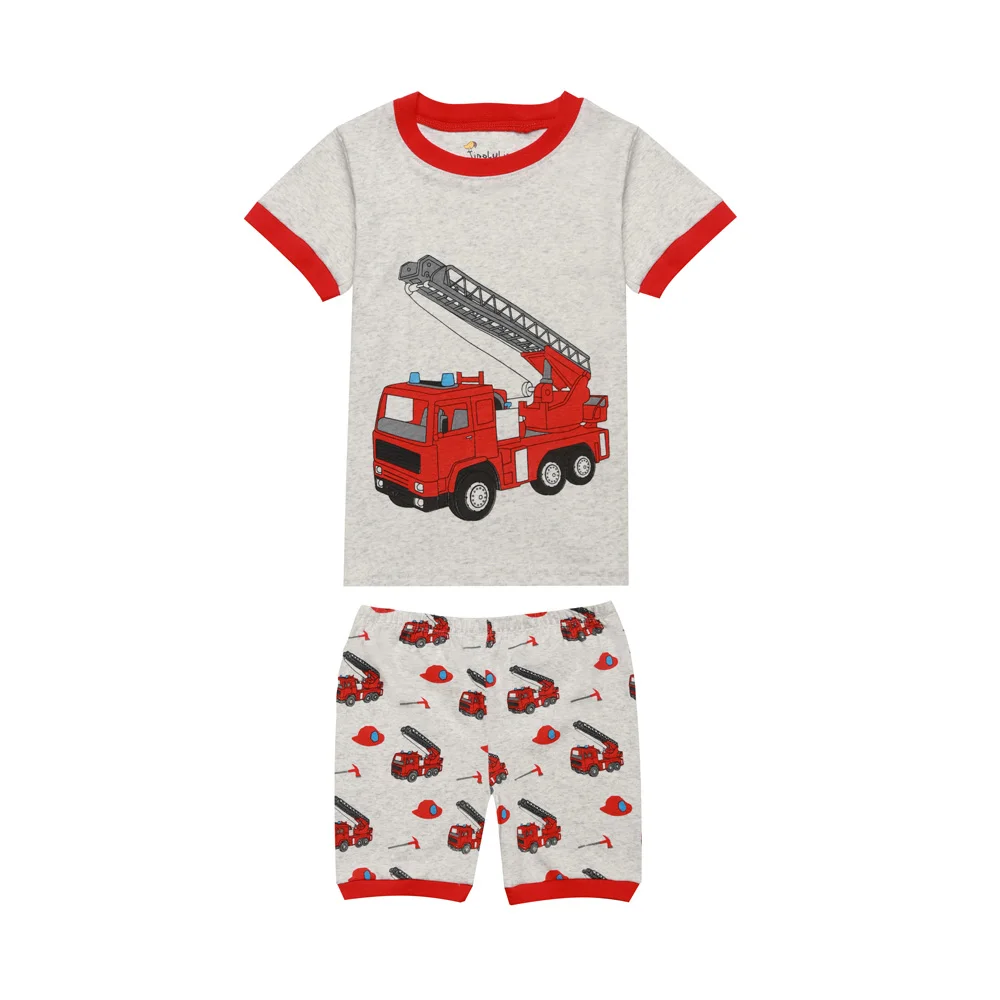 Летняя коллекция года, хлопковые детские пижамные комплекты с короткими рукавами летние пижамы для мальчиков пижамы для девочек детские пижамы с кроликом и единорогом