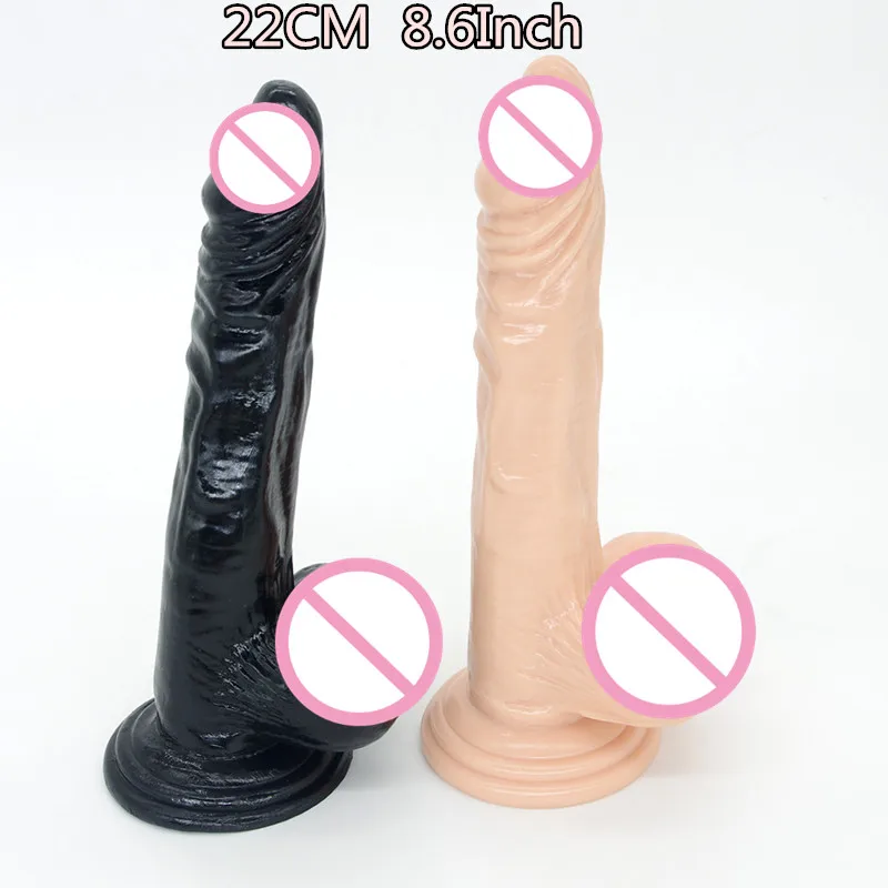 22cm Realistic font b Dildo b font Flexible Penis Dick with Strong Suction Cup Adult Sex