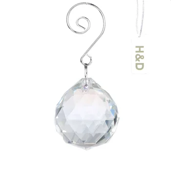 

5PC/Lot 40mm Hanging Crystal Glass Ball Faceted Chandelier Prisms Pendant w/ Swirl Scroll Hanger