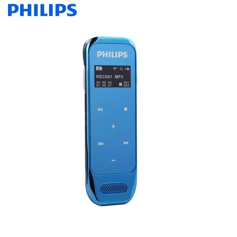Диктофон PHILIPS 8 Гб сенсорная ручка с кнопками до 2160 часов записи звука oled-дисплей черный синий белый цвет VTR6600