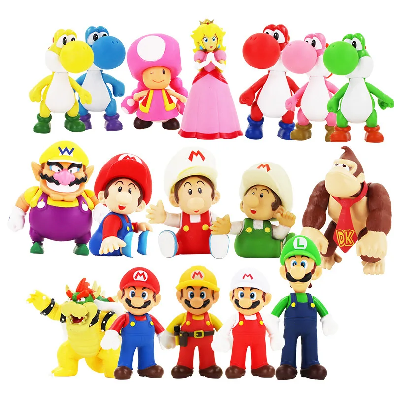 

Wholesale 13cm 9pcs Cartoon Super Mario Bros Figure Action Figura Luigi Mario Yoshi PVC Action Figures Toys for Children