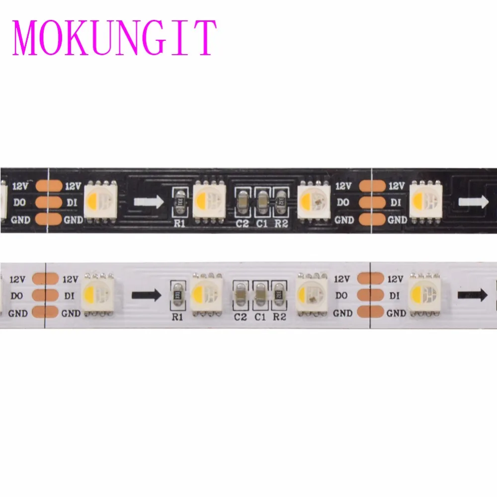 Mokungit 5 м DC12V SK6812 RGBW rgbww 60leds/M 5050 SMD гибкие светодиодные полосы IP20 IP65 IP67 белый/черный печатных плат