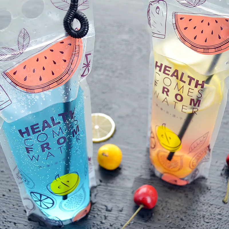 onlyelect Transparent Bucket Pail Water Bottle BPA Fruit Juice Water 2 pcs Cup 16 oz 500ML 2 Bags with Lanyard 