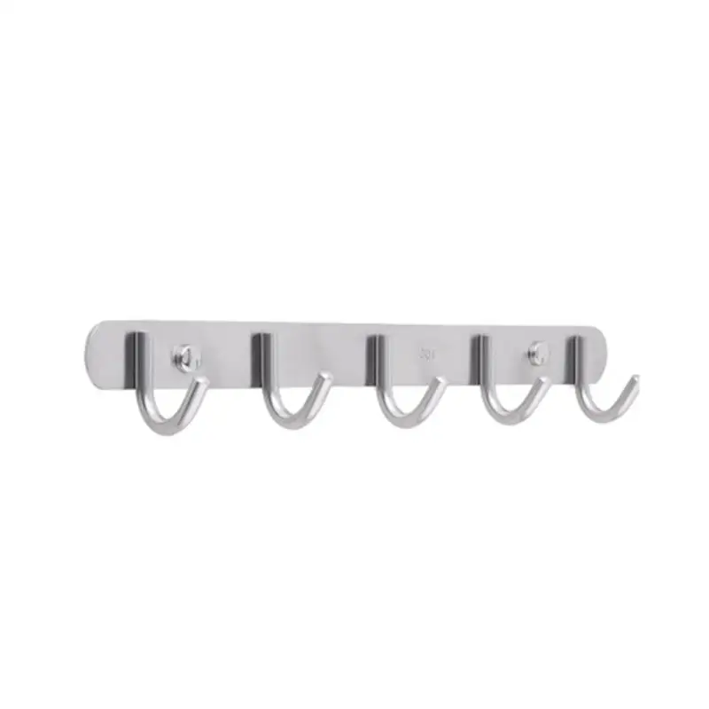 

1 Pc Door Back Hook Stainless Steel Rustproof 5 Pegs Towel Rack Clothes Hangers Coat Hooks for Bathroom Wardrobe Kitchen Door
