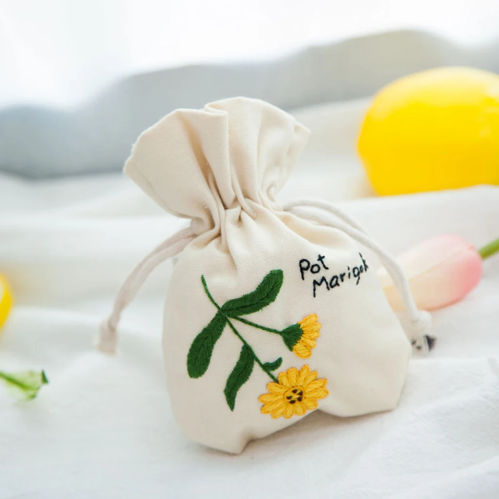 DIY Embroidery Cross Stitch Kit Pouch Canvas Drawstring Bag Handmade Needlework