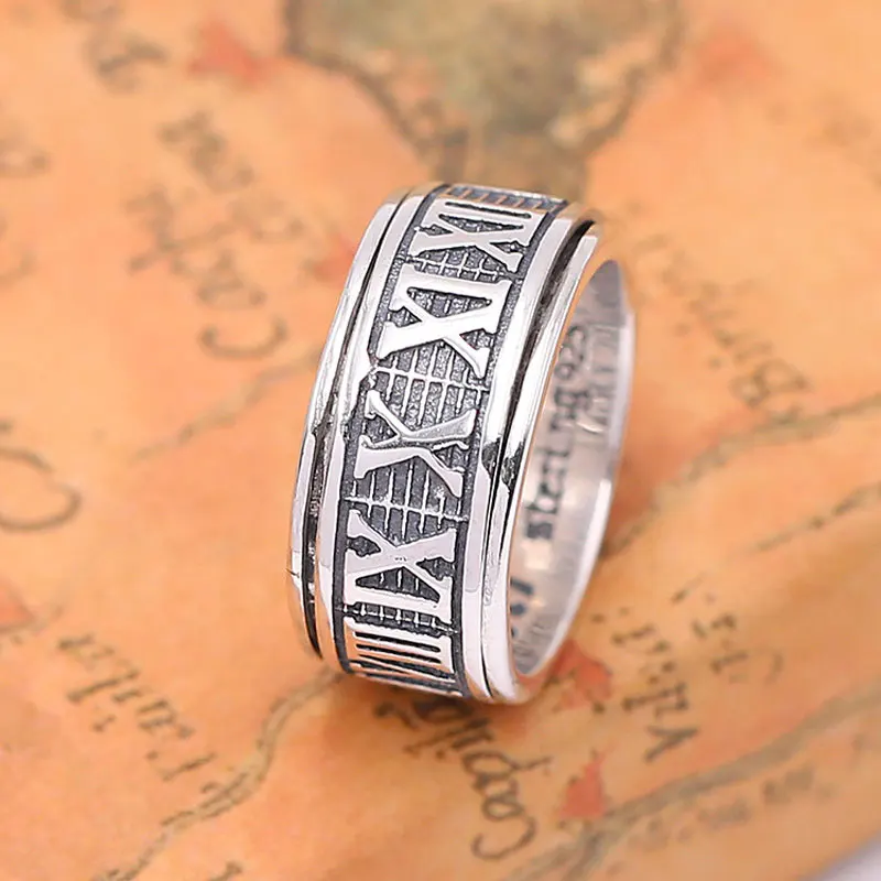 

FNJ 925 Silver Ring Arabic numerals Lucky New Fashion Jewelry S925 Sterling Silver Rings for Women Men Size 6-10.5 bague