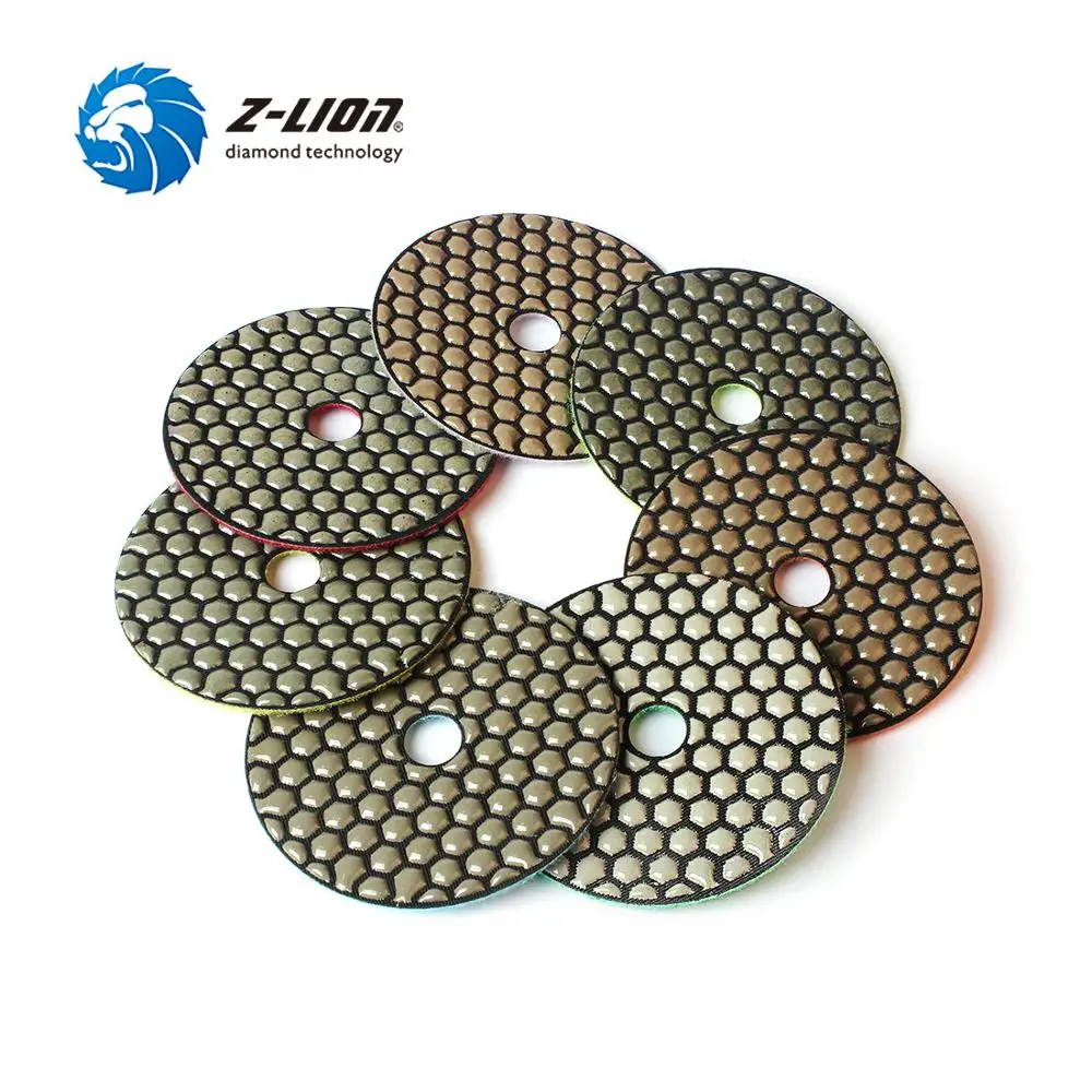 Z-LION 4 дюйма сухой алмазный Полировочный диск колодки Гибкая Смола Бонд шлифовальный диск для гранит, мрамор, камень полировки комплект из 3 предметов, 7 шт. 100 мм(диаметр