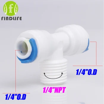 

Water Filter Parts 5 PCS T Typle 1/4" OD Tube 1/4" NPT BSPmiddle male Quick Connector Aquarium Reverse Osmosis System 6044