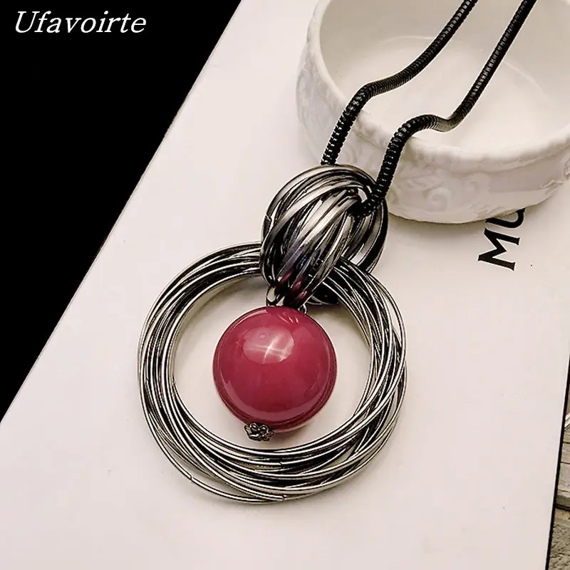 

Ufavoirte New Women Sweater Chain Necklace Red Pearl Necklaces