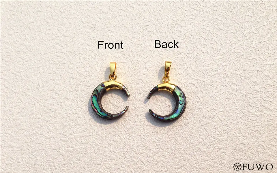 Natural abalone shell crescent pendant 8