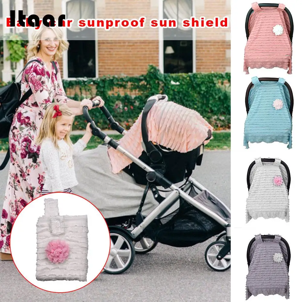 Infant Stroller Canopy Breathable Newborns Stroller Canopy Girls Flower
