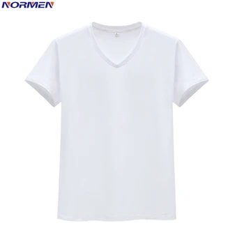 

NORMEN 100% Cotton V-Neck T-Shirt Men Short Sleeve Solid Color Hot Casual Tops Tees Basic Shirts Men Classic Undershirt TShirts