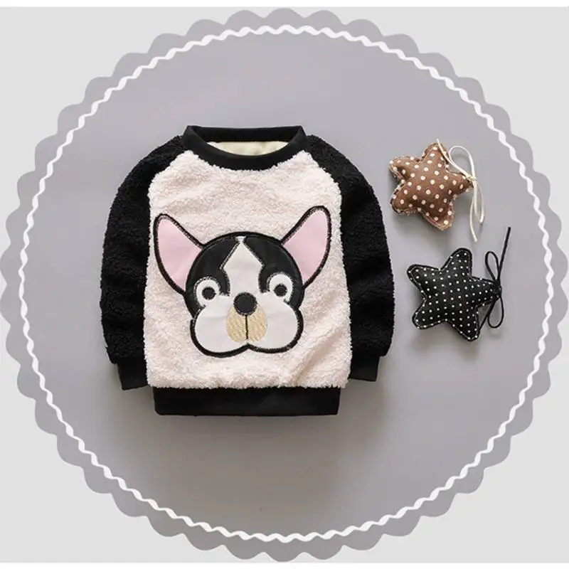 Winter Warm Thick Fleece Baby Sweaters Infant Cute Cartoon Animal Little Dog Kids Pullover Long Sleeve T-shirts Toddler Blouse (4)