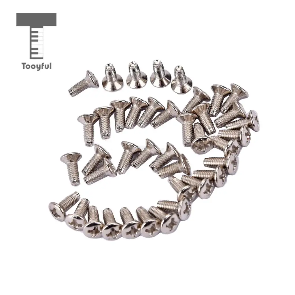 Tooyful  40 Pcs Switch Nickel Plated Flat Head Mounting Screws for Guitar Parts