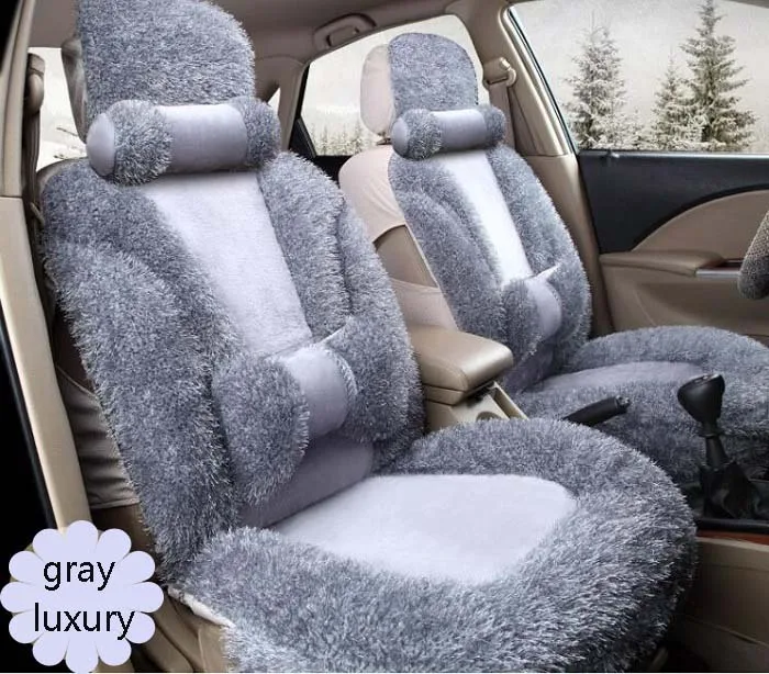 

Auto Car Seat Cover full sets Universal Fit 5 seat SUV sedans front/back seat mats automotive short fur plush design Wh