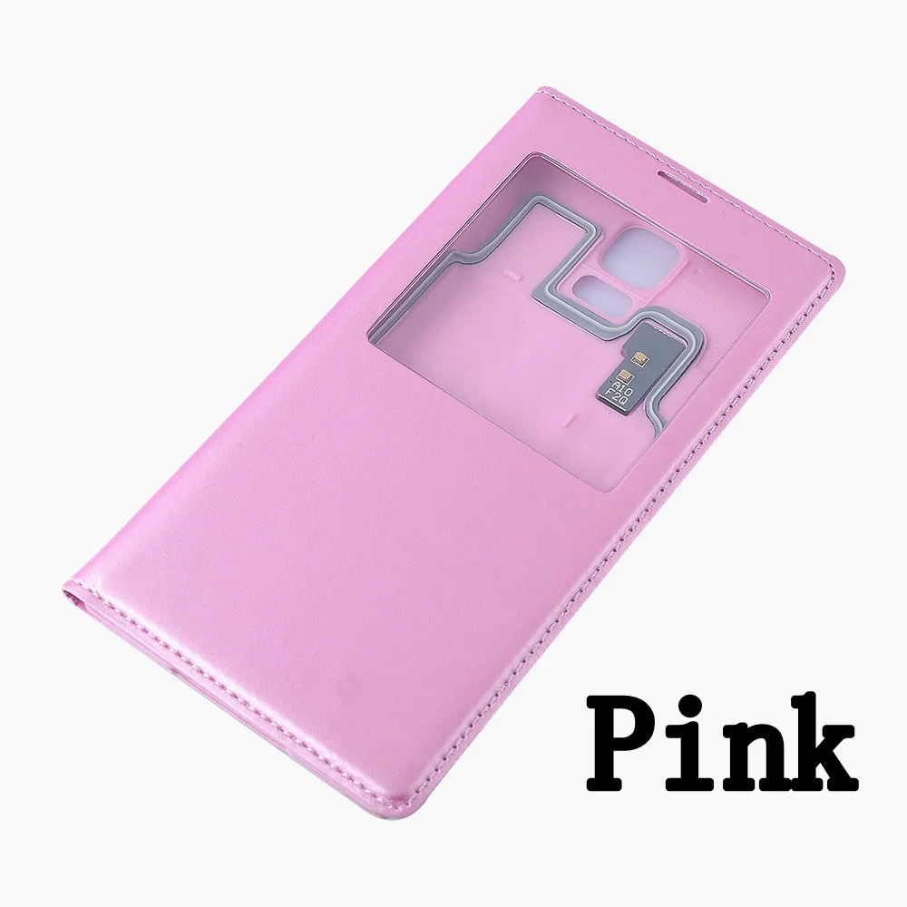 Чехол с чипом IC для samsung Galaxy S5 SV I9600 G900, флип, умный кожаный чехол с функцией автоматического сна - Цвет: Розовый
