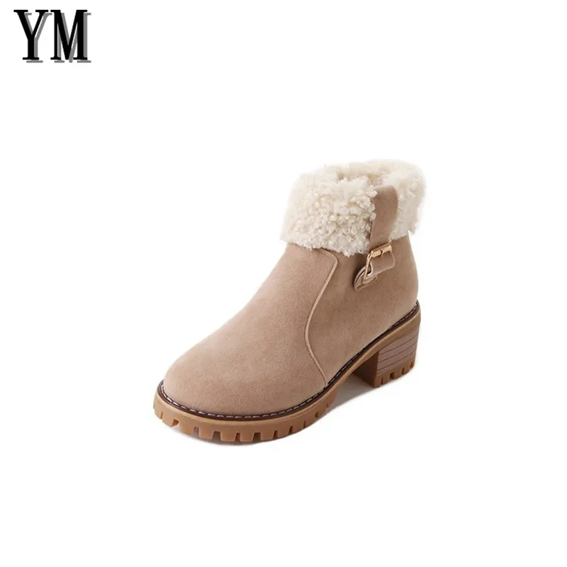 Grueso Beige Mujer Calzado Marca Zapatos Tobillo Tacón Nieve Botas negro Mujeres Invierno De Tamaño 018 35 La Plataforma Piel 39 Las Negro RFwORSqg