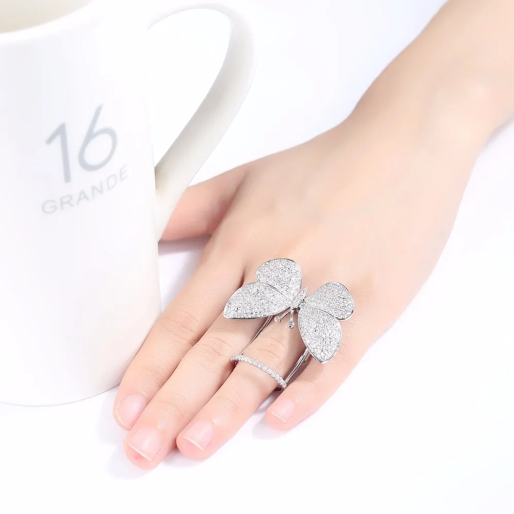 LUOTEEMI кольца с бабочкой для женщин, элегантное обручальное кольцо с кубическим цирконием, модные ювелирные изделия, Anel Feminino