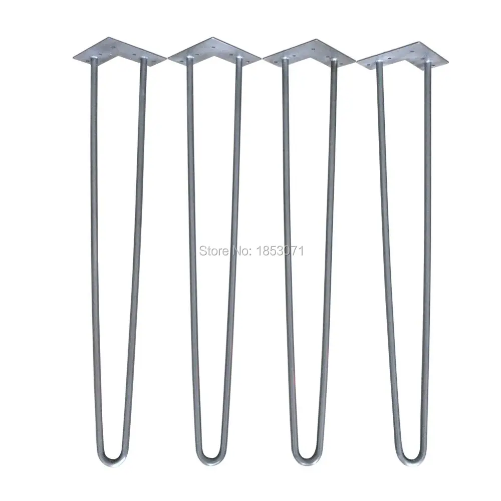 28" Clear Color Hairpin Legs 1/2" Steel Rod Set of 4 Office Table Legs