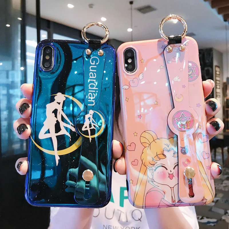 Для iphone 11 pro XR XS max X Сейлор Мун ремешок на запястье мягкий чехол для телефона 8plus 7 8