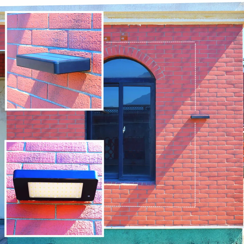 Lâmpada de Parede Solar com Sensor de Movimento Movido a Energia Luzes da Varanda à Prova Led ao ar Iluminação Livre Radar Lâmpada Led Luz Solar d' Água 800lm 48 14 Parede Solar Com Sensor De Movimento Radar