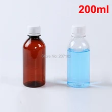 100 шт 200 мл пластиковая ПЭТ бутылка со шкалой, Упаковочная бутылка, жидкие бутылки-коричневый/Прозрачный два цвета, винтовая Защитная крышка