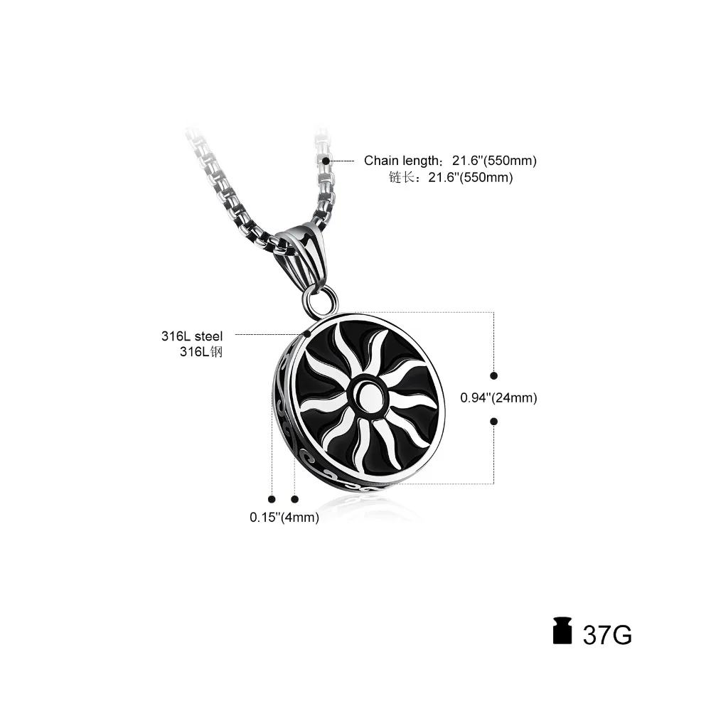 Sun God ожерелье с подвеской для мужчин в стиле панк с дизайном пламени мужское ожерелье из нержавеющей стали черное ожерелье вспышка чокер QL1130