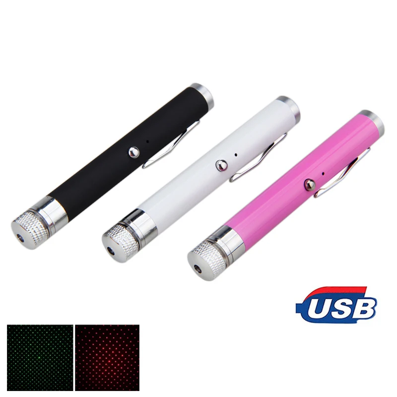 USB قابلة للشحن الأحمر/الأخضر الليزر مؤشر النجوم ستار شعاع قلم ليزر ضوء تألق نجوم فانوس مع المدمج في البطارية