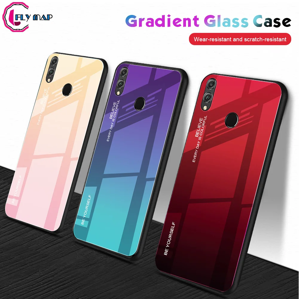 

Gradient Aurora for Huawei Honor 8A A8 JAT L29 LX1 Honor8A Tempered Glass Back Case JAT-L29 JAT-LX3 JAT-LX1 Colorful Cover Shell