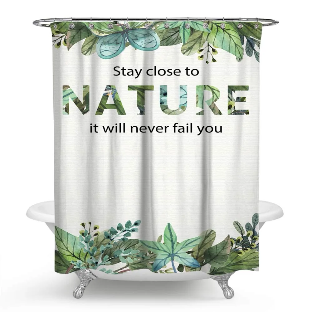 Природа ткань для занавесок для душа зеленые листья текст Rideau De Douche тропическая ванная занавеска летняя занавеска s Ванна Duschvorhang