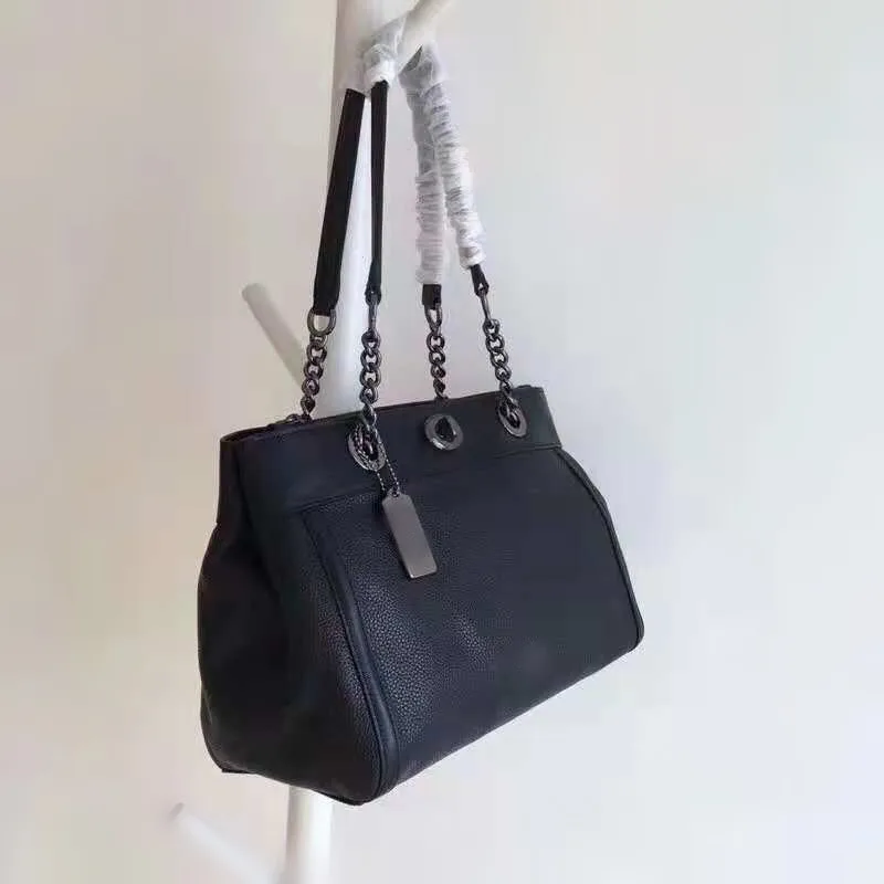 

2018 South Korea imported head layer cowhide spinner chain shopping bags tote bag lady one shoulder bag29-16-24cm